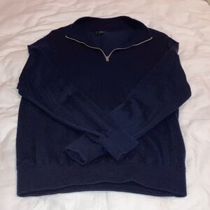 Mens Size Large Navy 100% Merino Wool Half-Zip Sweater Style #AD339